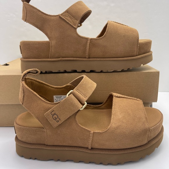 UGG Shoes - UGG GOLDENSTAR WMNS 10 HI Platform Sandals Chestnut Suede